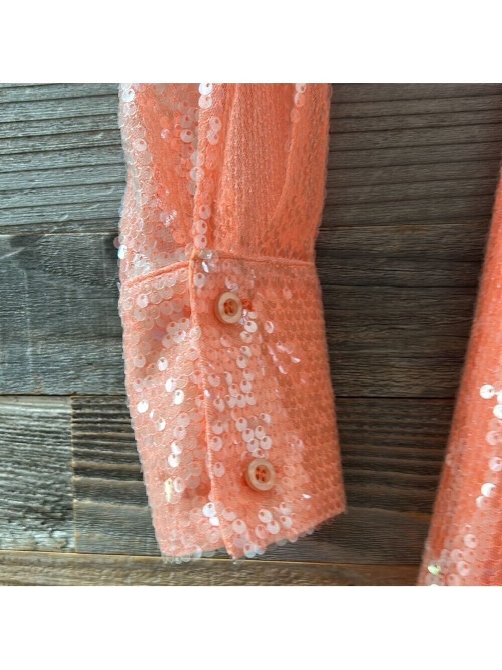 Nookie Oracle Peach Sequin Shirt Dress Size Small NWT - Picture 4 of 12